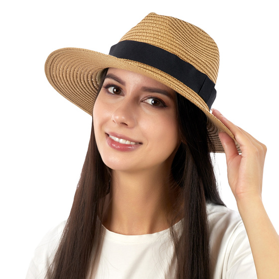 KAPELUSZ panama słomiany DAMSKI MĘSKI pleciony letni fedora SŁOMKOWY