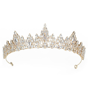 DIADEM Korona Tiara MISS GLOW ŚLUBNY ZŁOTY cyrkonie KRYSZTAŁY