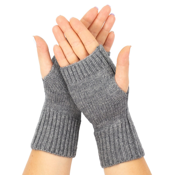 RĘKAWICZKI elastyczne CIEPŁE bez palców MITENKI krótkie damskie warkocz