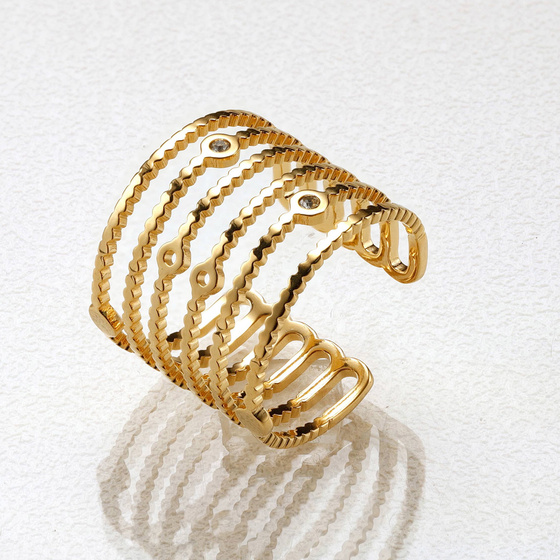 PIERŚCIONEK uniwersalny STAL SZLACHETNA POZŁACANA