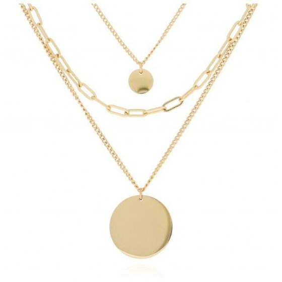 Naszyjnik STAL SZLACHETNA POZŁACANA potrójny kółko