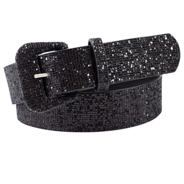 PASEK klasyczny DO SPODNI damski klamra BROKATOWY