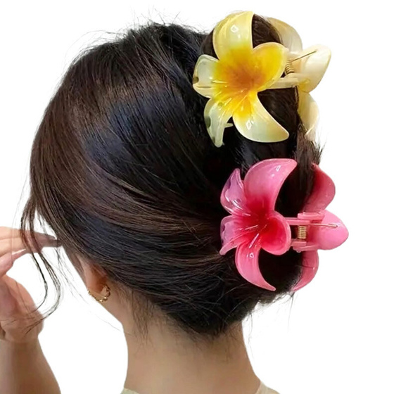 KLAMRA szczęka duża SPINKA do włosów KWIAT kwiatek HAWAJSKA KWIAT PLUMERII