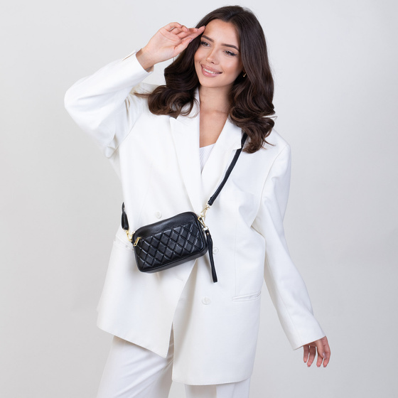 Alessio TOREBKA Damska CROSSBODY pikowana QUILTED SKÓRA NATURALNA