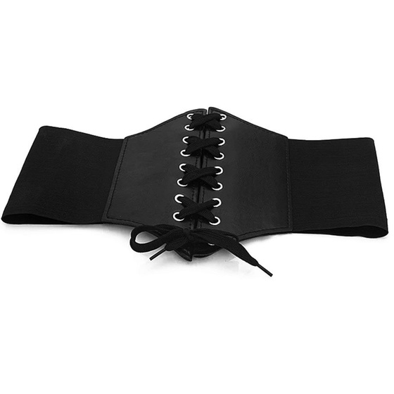 PASEK pas szeroki GORSET czarny GUMOWY SZNUROWANY rozmiar L