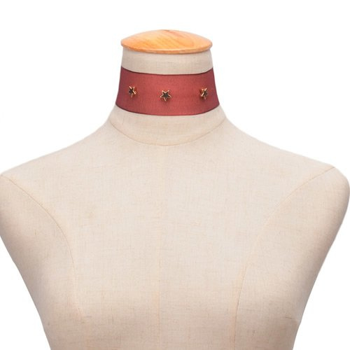 Choker NASZYJNIK gwiazdki czerwony
