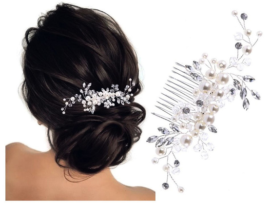 OZDOBA DO WŁOSÓW damska perły ŚLUBNA grzebyk KRYSZTAŁKI ślub