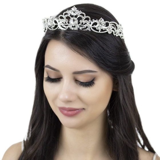 OZDOBA do włosów KORONA diadem TIARA ŚLUBNA srebrna