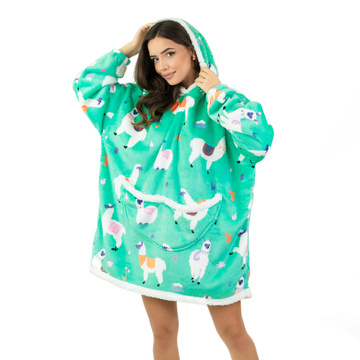 KOCOBLUZA KOC BLUZA CIEPŁA 2w1 GRUBA XXL FUTRZAK POLAR z kapturem OVERSIZE