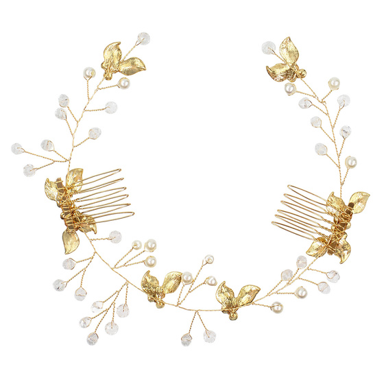 OZDOBA ŚLUBNA damska do włosów grzebyk PEREŁKI cyrkonie ślub