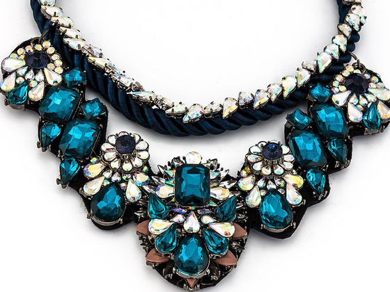 NASZYJNIK turkusowy KOLIA błyszczący KRYSZTAŁY