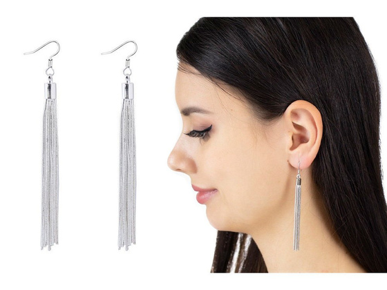 KOLCZYKI wiszące CHWOST długie SREBRNE damskie