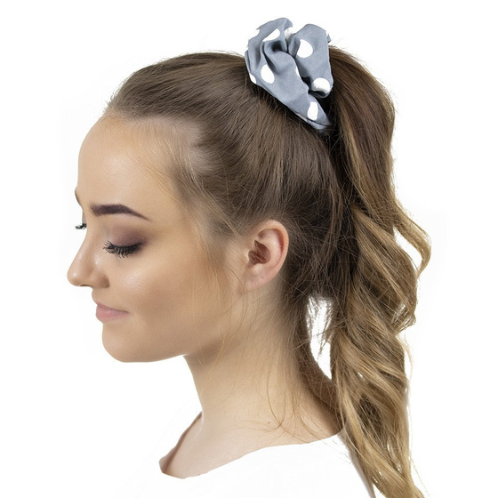 GUMKA do włosów frotka SCRUNCHIES kropki SZARA
