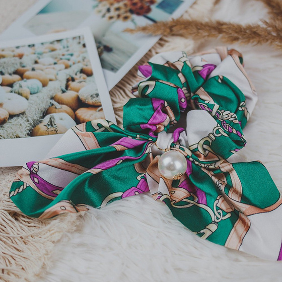 GUMKA DO WŁOSÓW apaszka SCRUNCHIE perła FROTKA