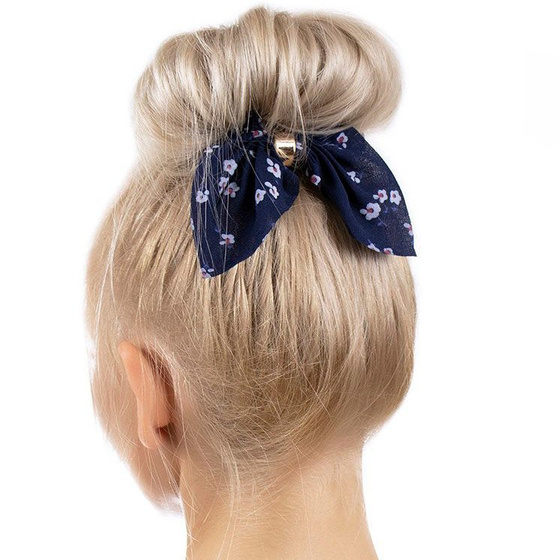 GUMKA do włosów FROTKA kwiaty SCRUNCHIES granatowa