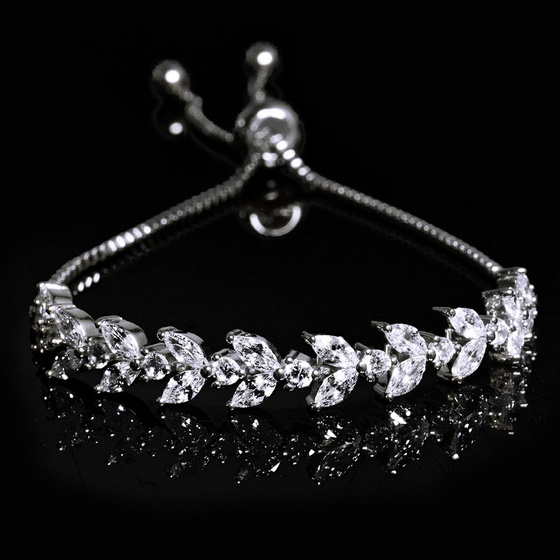 Bransoletka cyrkonie STAL SZLACHETNA POSREBRZANA