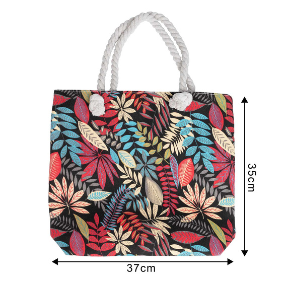 TOREBKA DAMSKA na ramię TORBA duża BOHO PLAŻOWA shopper pojemna LIŚCIE