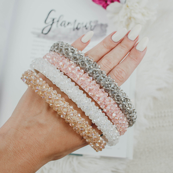 OPASKA DO WŁOSÓW wąska ELEGANCKA koraliki błyszcząca