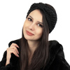 OPASKA DO WŁOSÓW czarna ZIMOWA gruba SZEROKA na głowę kokarda
