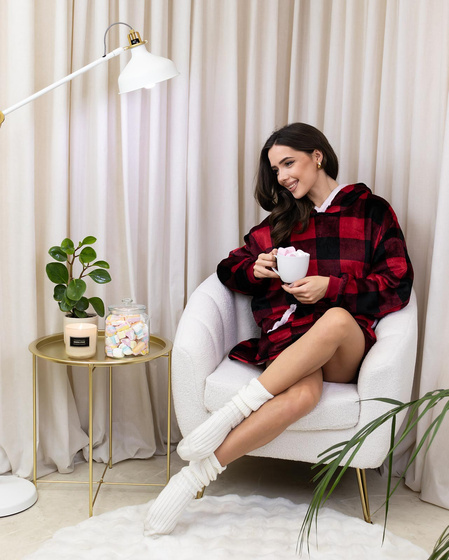 KOCOBLUZA KOC BLUZA CIEPŁA 2w1 GRUBA XXL FUTRZAK POLAR z kapturem OVERSIZE