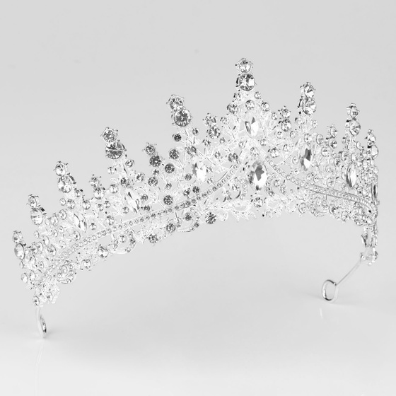 DIADEM Korona Tiara MISS GLOW ŚLUBNY srebrny cyrkonie KRYSZTAŁY