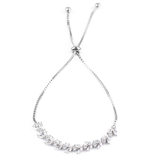 Bransoletka cyrkonie STAL SZLACHETNA POSREBRZANA