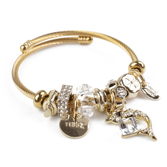 Bransoletka charmsy STAL SZLACHETNA POZŁACANA