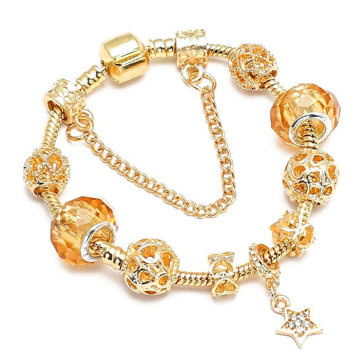 Bransoletka CHARMS modułowa ZŁOTA gwiazdka DAMSKA