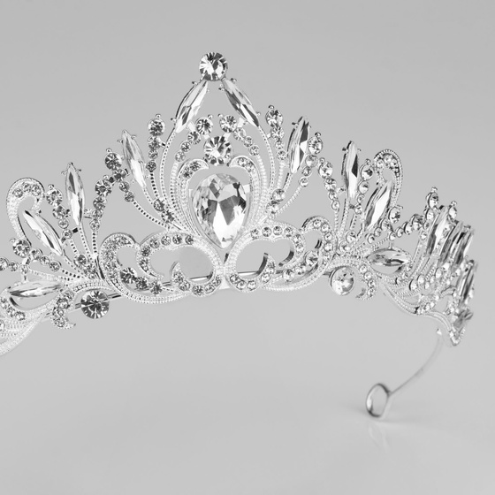 DIADEM Korona Tiara MISS GLOW ŚLUBNY srebrny cyrkonie KRYSZTAŁY