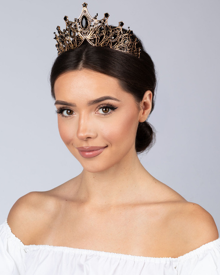 DIADEM Korona Tiara MISS GLOW Wieczorowy CZARNE cyrkonie KRYSZTAŁY