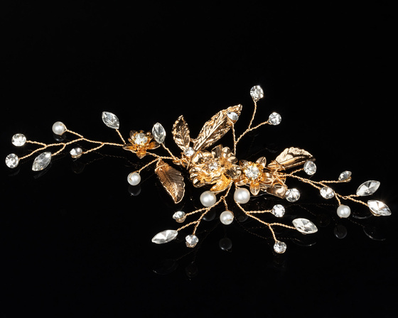 OZDOBA ŚLUBNA do włosów SPINKA do włosów ZŁOTA