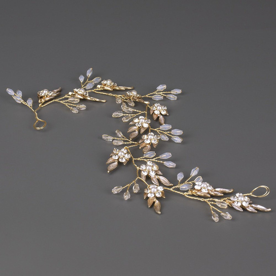 OZDOBA DO WŁOSÓW ślubna pudrowa KRYSZTAŁY długa