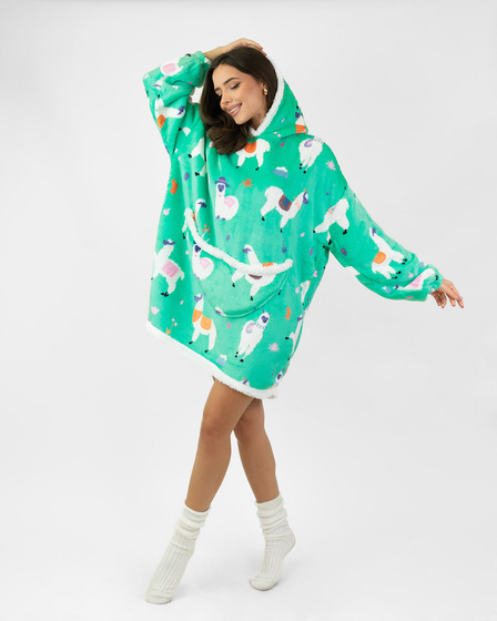 KOCOBLUZA KOC BLUZA CIEPŁA 2w1 GRUBA XXL FUTRZAK POLAR z kapturem OVERSIZE