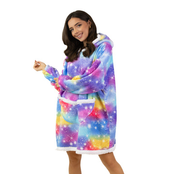 KOCOBLUZA KOC BLUZA CIEPŁA 2w1 GRUBA XXL FUTRZAK POLAR z kapturem OVERSIZE