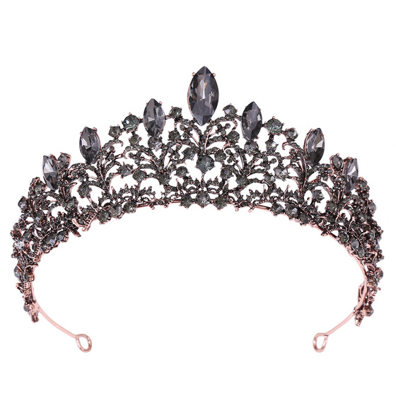 DIADEM Korona Tiara MISS GLOW Wieczorowy CZARNE cyrkonie KRYSZTAŁY