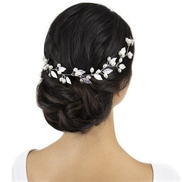 OZDOBA DO WŁOSÓW ślubna SREBRNA perły LISTKI ślub