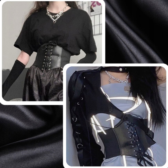 PASEK pas szeroki GORSET czarny GUMOWY SZNUROWANY rozmiar L