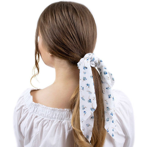 GUMKA do włosów APASZKA scrunchies BIAŁA kwiaty