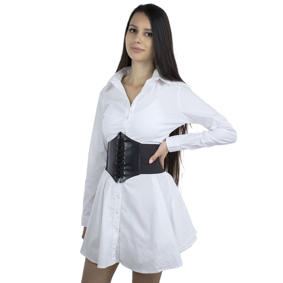 PASEK pas szeroki GORSET czarny GUMOWY SZNUROWANY rozmiar L