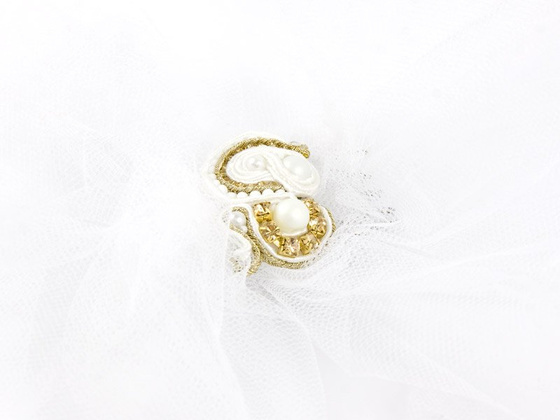 STROIK do włosów SUTASZ biały ŚLUBNY złoto