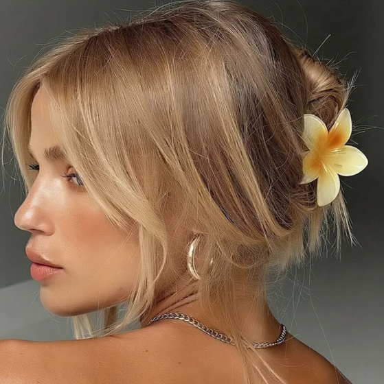 SPINKA KLAMRA szczęka duża do włosów KWIAT kwiatek HAWAJSKA KWIAT PLUMERII