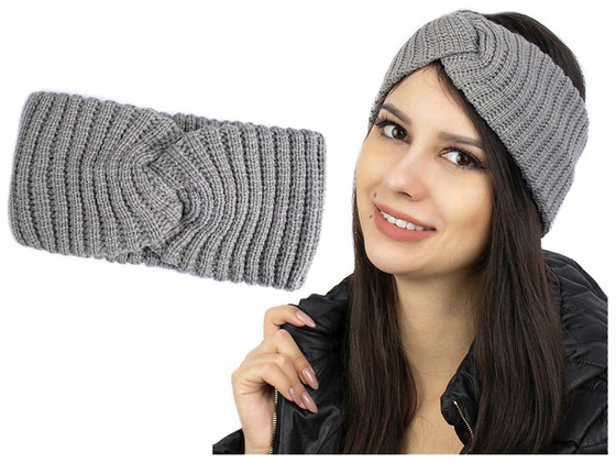 OPASKA DO WŁOSÓW na głowę GRUBA zimowa na uszy SZEROKA węzeł