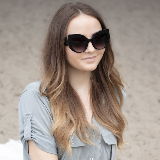 OKULARY przeciwsłoneczne DAMSKIE kocie oko CZARNE