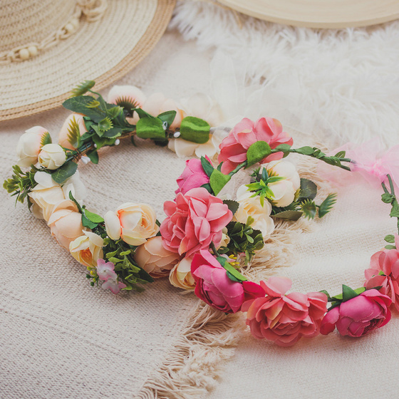 WIANEK na głowę KWIATY piwonie RÓŻOWY ślubny