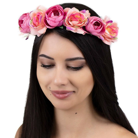 WIANEK NA GŁOWĘ piwonie KWIATY różowy ŚLUBNY