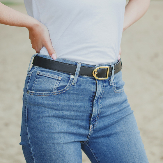 PASEK DAMSKI do spodni CZARNY klamra WĄSKI