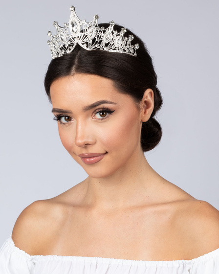 DIADEM Korona Tiara MISS GLOW ŚLUBNY ZŁOTY cyrkonie KRYSZTAŁY