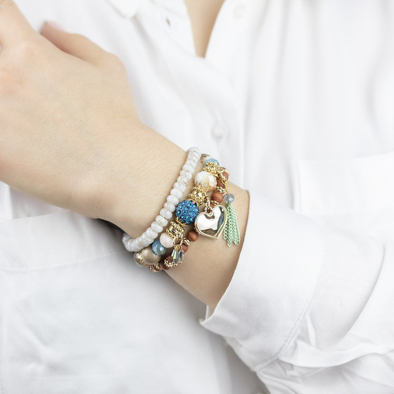 ZESTAW BRANSOLETEK koraliki chwost SERCE