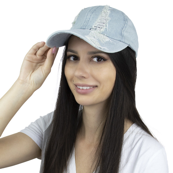 Czapka z DASZKIEM jeansowa VINTAGE kaszkietówka