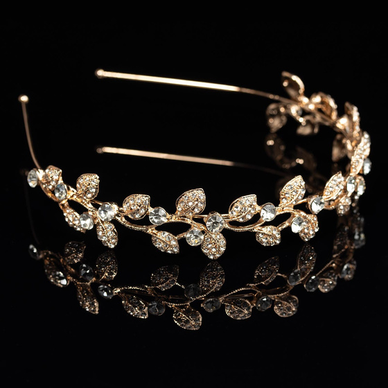 OZDOBA DO WŁOSÓW ŚLUBNA opaska ZŁOTA listki